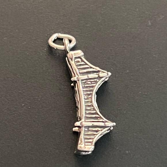 Vintage Sterling Silver Golden Gate Bridge Pendant Necklace, SF, 13" - Picture 2 of 8